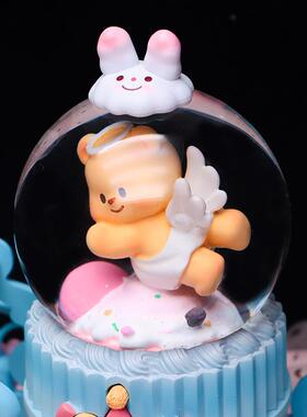 南瓜马车黄油小熊水晶球音乐盒可爱创意发光飘雪八音盒学生小礼品