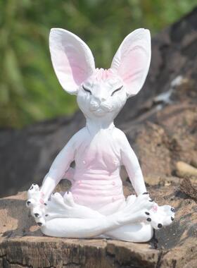 跨境坐姿动物打坐猫摆件坐禅创意家居花园装饰品树脂工艺品