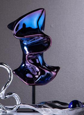 千现代炫蓝紫色人头雕像现代ins风D-S21BJ2电竞房摆件大样酷板房