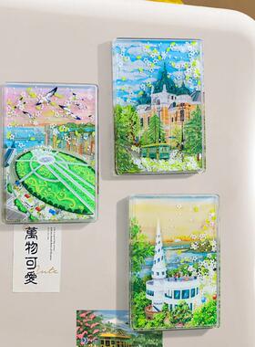 辽宁大连莲花山观景台旅游纪念品新款流沙冰箱贴亚克力强磁贴