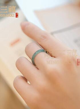 24072799HA青风绿茶梅指环细石戒指少女指玉环髓冷淡学生闺蜜礼物