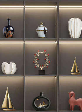 现代新中式摆件家居饰品轻奢高档客厅酒柜办公室样板间展示柜摆设
