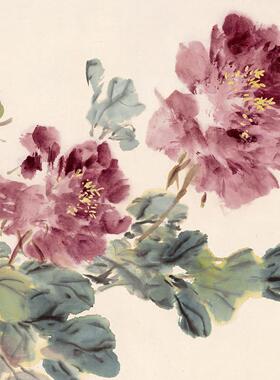 牡丹国花挂画 画斗方字画 画色天新香中式客厅玄关装饰画 画办HYJ
