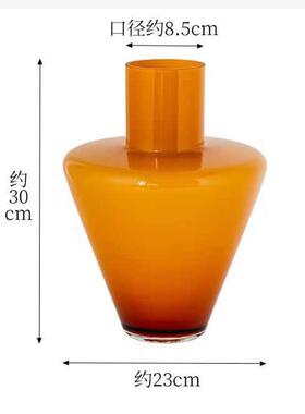 装饰玄关客厅样板间琉璃摆件插花工艺轻简约创意现代奢花瓶玻璃软