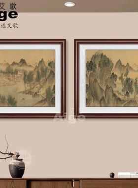 湖山春暖国画中式玄关装饰画小幅山水画客厅书房正方形挂画风景画