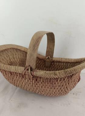 老竹编篮子老物件民俗收藏手提篮筐农村旧篮筐休闲 农场覆古怀旧