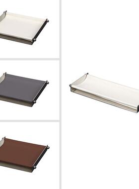 简约现代轻奢皮质方形托盘几何金属收纳盘摆件样板间餐厅装饰品