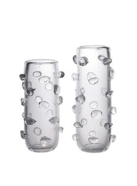 现代透明气泡玻璃花瓶办公室书房客厅样板间软装陈列组合摆件托盘