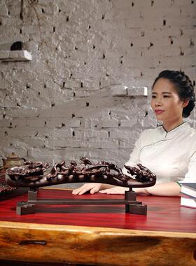 黑檀木雕喜上眉梢如意摆件实木大号家居客厅装饰工艺礼品摆饰乔迁