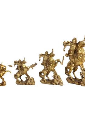铜器摆件工艺品用品骑马关公铜骑马关公