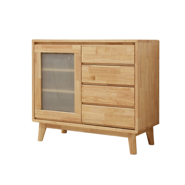 Nordic sideboard against the wall modern simple living room storage cabinet Japanese household solid wood storage tea cabinet storage rack