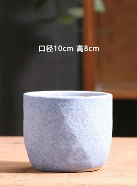 磨砂黑色多肉花盆陶瓷特价简约家用阳台陶土粗陶花盘小号陶盆清仓