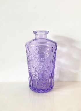 复古玻璃花瓶花瓶浮雕装饰摆件