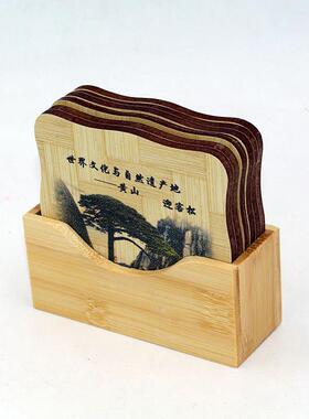 新款餐茶具杯垫 餐具垫印花家居装饰 碳化竹木工艺品礼品
