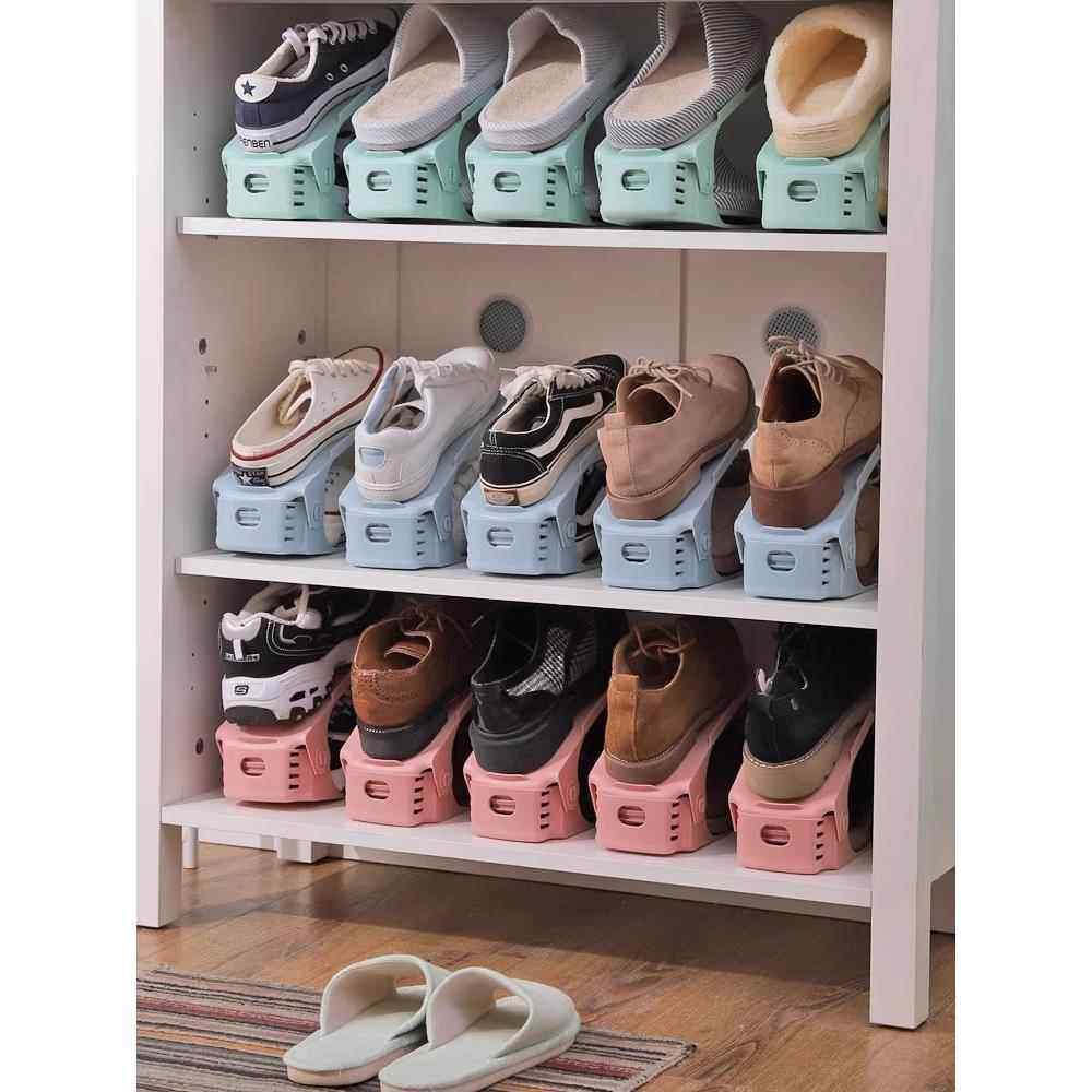 可调节鞋柜鞋子收纳神器塑料双层鞋架简易家用一体式鞋托架折叠式,淘宝优惠券,粉丝福利购,淘宝优惠卷