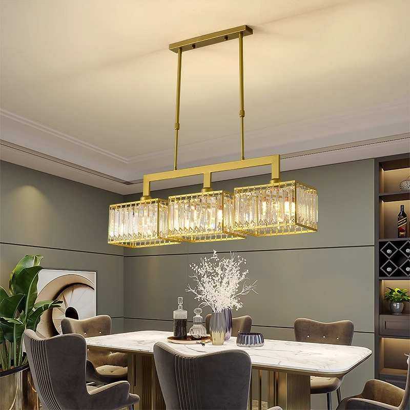 新中式铁艺水晶餐厅三头吊灯现代简约长方形饭厅灯轻奢创意吧台灯,淘宝优惠券,粉丝福利购,淘宝优惠卷
