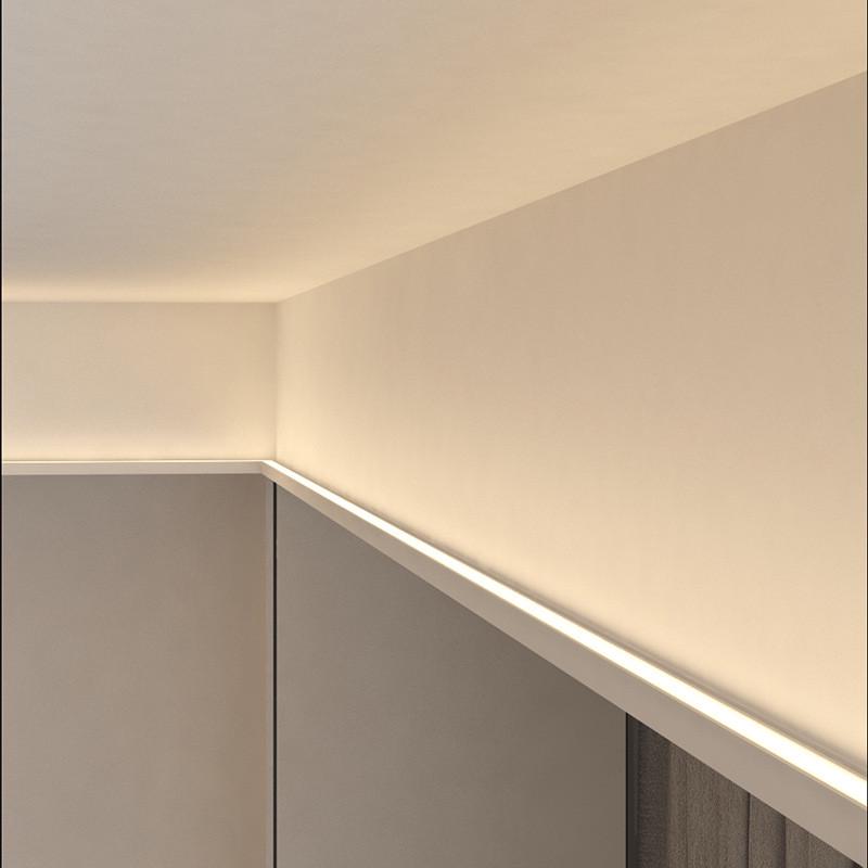 双眼皮吊顶线性灯单边向上洗墙灯槽侧斜面发光天花回形氛围线条灯 - 图0