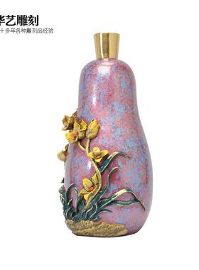 厂家生产 紫彩兰花瓶摆件 仿古收藏商务礼品 中式客厅装饰品