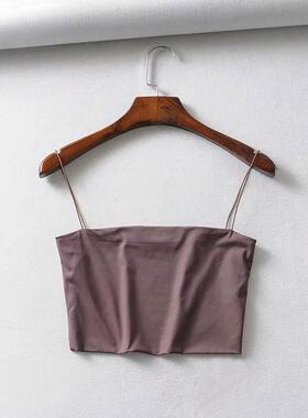 Women'S Solid Color Crop Cami , Casual Fashion Spaghetti