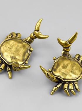 黄铜举重螃蟹摆件办公室笔架金属工艺品创意铜器义乌小商品