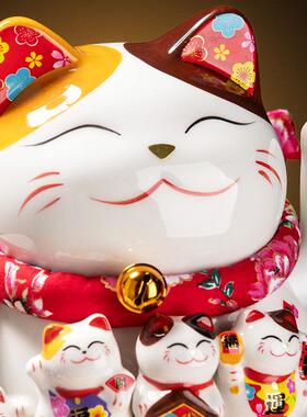 招财猫流水摆件前台开业送礼自动招手发财猫创意礼品客厅桌面装饰