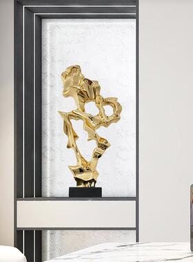 现代酒店玄关创意抽象摆件透明树脂太湖石雕塑别墅样板房软装饰品