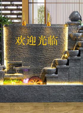 水幕墙流水屏风循环流水墙景观摆件水帘墙隔断户外庭院鱼池背景墙