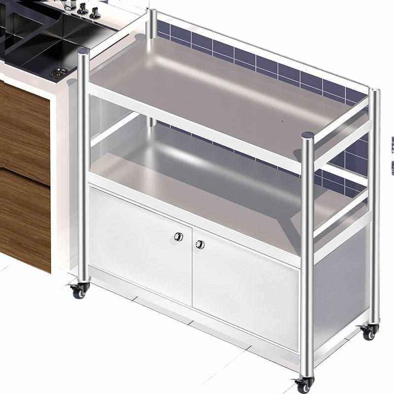 新款不锈钢厨房置物架多层收纳落地储物带门货架柜子可移动橱柜架,淘宝优惠券,粉丝福利购,淘宝优惠卷