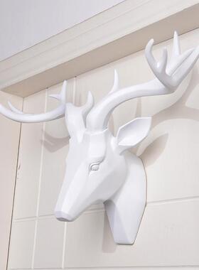 美式家居树脂饰品鹿头壁挂酒吧复古装墙上装饰品白色鹿头装饰壁挂