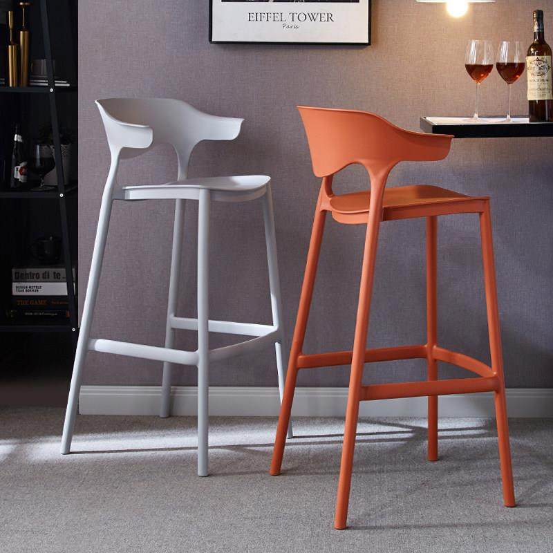 北欧简约吧椅现代极简塑料靠背吧台椅家用可叠放设计师创意高脚凳,淘宝优惠券,粉丝福利购,淘宝优惠卷