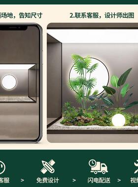 彷真绿色植物造景组合楼梯下室内景观假植物落地盆栽橱窗假树摆件