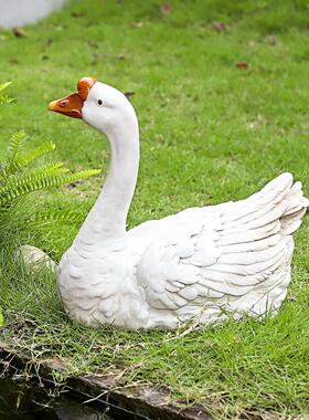 庭院造景布置喝水鸭子天鹅别墅户外鱼塘水池花园装饰摆饰彷真雕塑