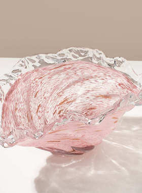 现代轻奢北欧粉色浪花花瓶玄关客厅样板房茶几软装摆件餐桌装饰品