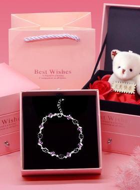 正品正小品2042新士款纯银紫水晶手链女手镯轻奢众精致生日礼物送