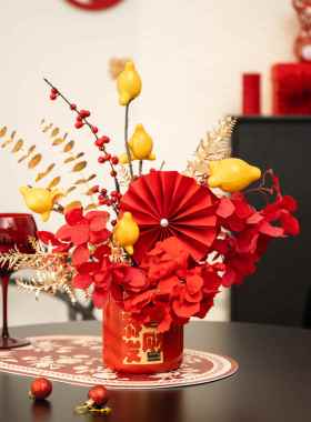 【福利价】新年发财果客厅仿真花艺摆件年宵花假花摆设乔迁装饰花
