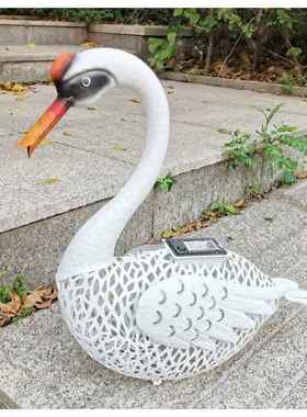 舒适家居室内外花园装饰艺术铁艺唯美太阳能灯发光发亮白天鹅灯