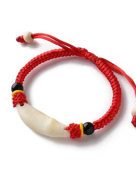 婴幼儿惊吓黑狗桃核提篮红绳手链