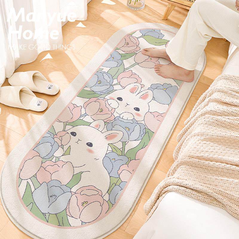 Manyuejia bedroom carpet bedside mat long cushion home children's room lamb velvet floor mat for sleeping and sitting