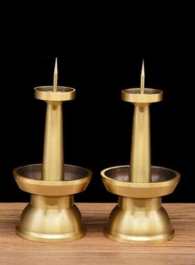 宏达黄铜莲花蜡烛佛像装饰摆件