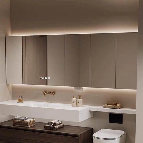 定制卫生间浴室智能镜柜单独挂墙式收纳储物镜子卫浴通顶加高 - 图1