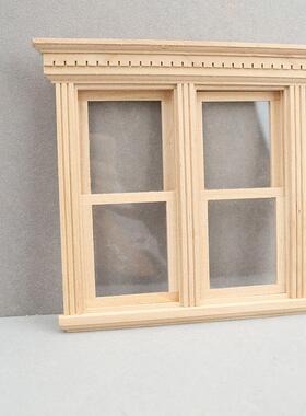 1:12娃娃屋dollhouse微缩家具门窗模型木质场景摆件迷你推窗窗户