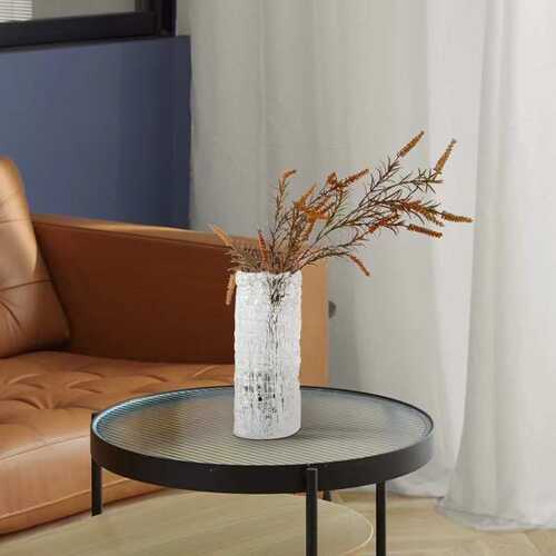 工艺品现代简约圆形拉丝书房干花摆件客厅家居装饰品花瓶玻璃花瓶 - 图0