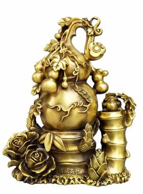 铜葫芦财富高升花开富贵节节高铜金蟾妙音铜艺家居铜工艺品摆件