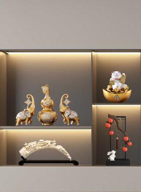 葫芦摆件大象一对招财客厅吉象中式工艺礼品摆饰入宅大吉酒柜家居