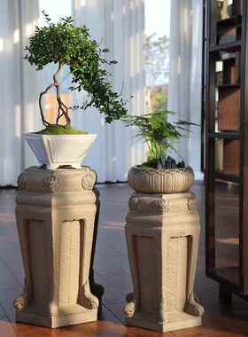 户外花园庭院摆件人造石墩凳子别墅阳台门口布置小花盆装饰品底座