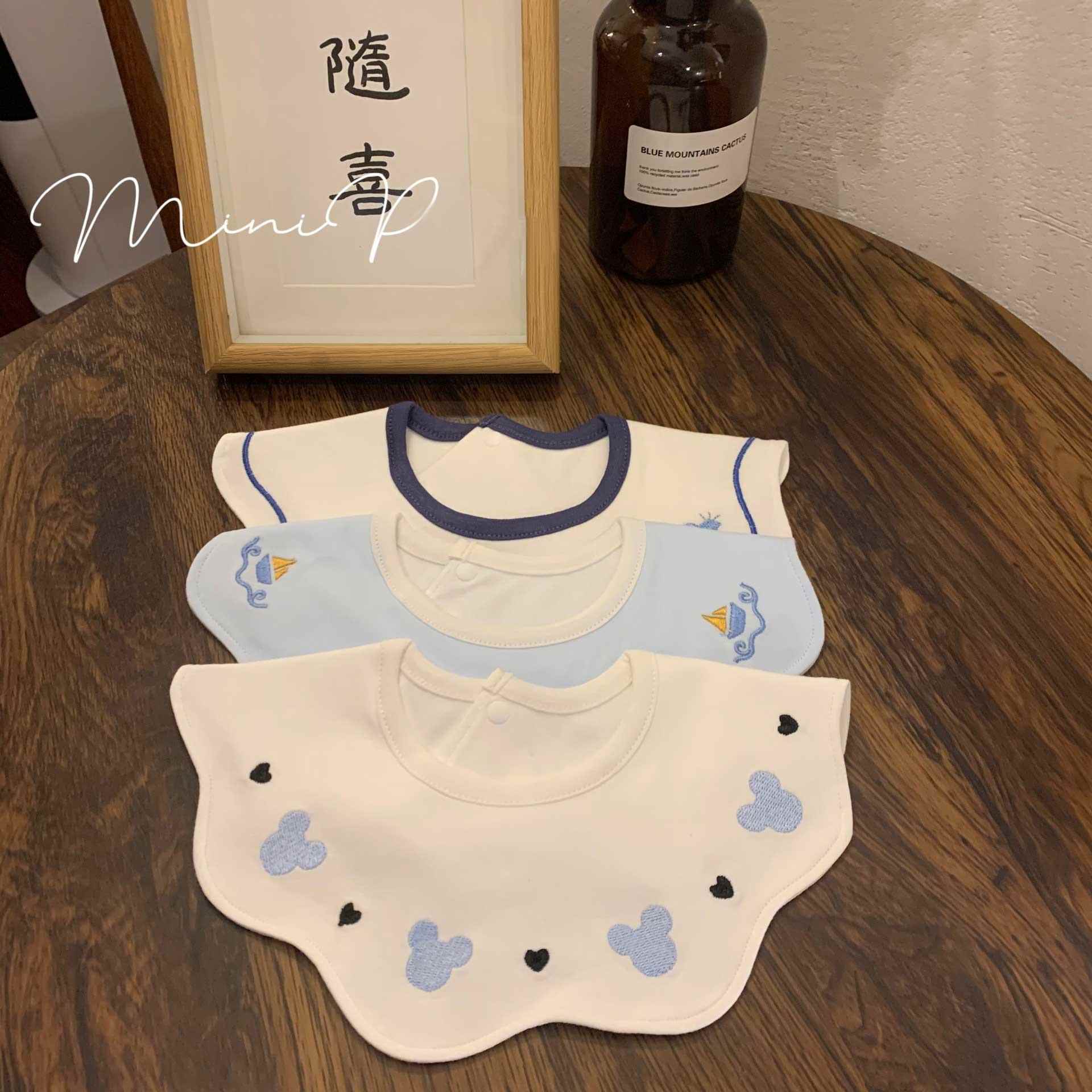 Slobber baby Korean style pure cotton children's waterproof bib newborn baby boy removable bib autumn and winter 0-2 years old