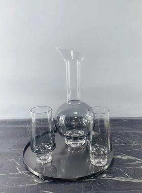 现代斜嘴酒具玻璃酒杯样板房间家居吧台玄关柜醒酒器桌面摆件