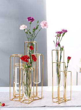 网红高档简约金属花架试管透明花架简约现代家居创意花艺水培插花