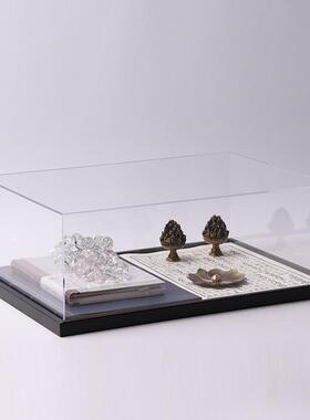 新中式透明亚克力组合摆件售楼处样版房茶几书房茶室桌面软装饰品