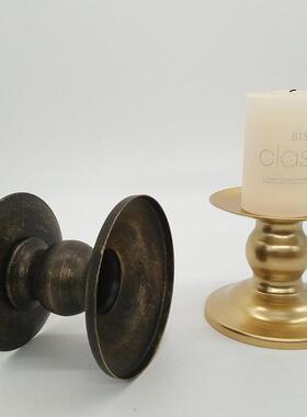 跨境厂家简约铁艺烛台金色做旧蜡烛杯复古布置装饰婚庆道具铁制